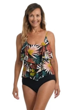Palms And Fronds Two Tiered Tankini Top *FINAL SALE*