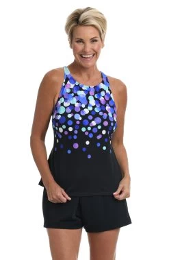 Confetti High Neck Cross Back Tankini Top *FINAL SALE*