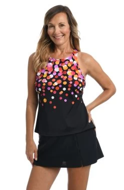 Confetti High Neck Cross Back Tankini Top *FINAL SALE* 6 Confetti High Neck Cross Back Tankini Top *FINAL SALE* -Best Swimwear Shop MM2AS85 WRM F 2