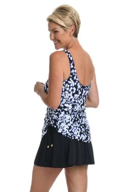 Tropical Rain Adjustable Tank Swim Dress One Piece -Best Swimwear Shop MM2AV77 BLK B 3