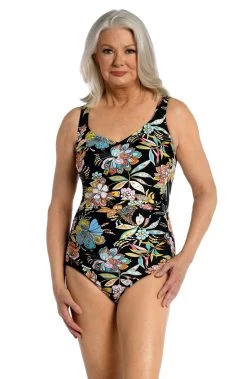 Tulum Tiki Floral Side Shirred One Piece - FINAL SALE