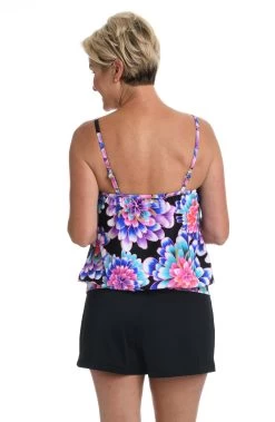Mum's The Word Blouson Tankini Top *FINAL SALE* -Best Swimwear Shop MM2AZ61 BLK B