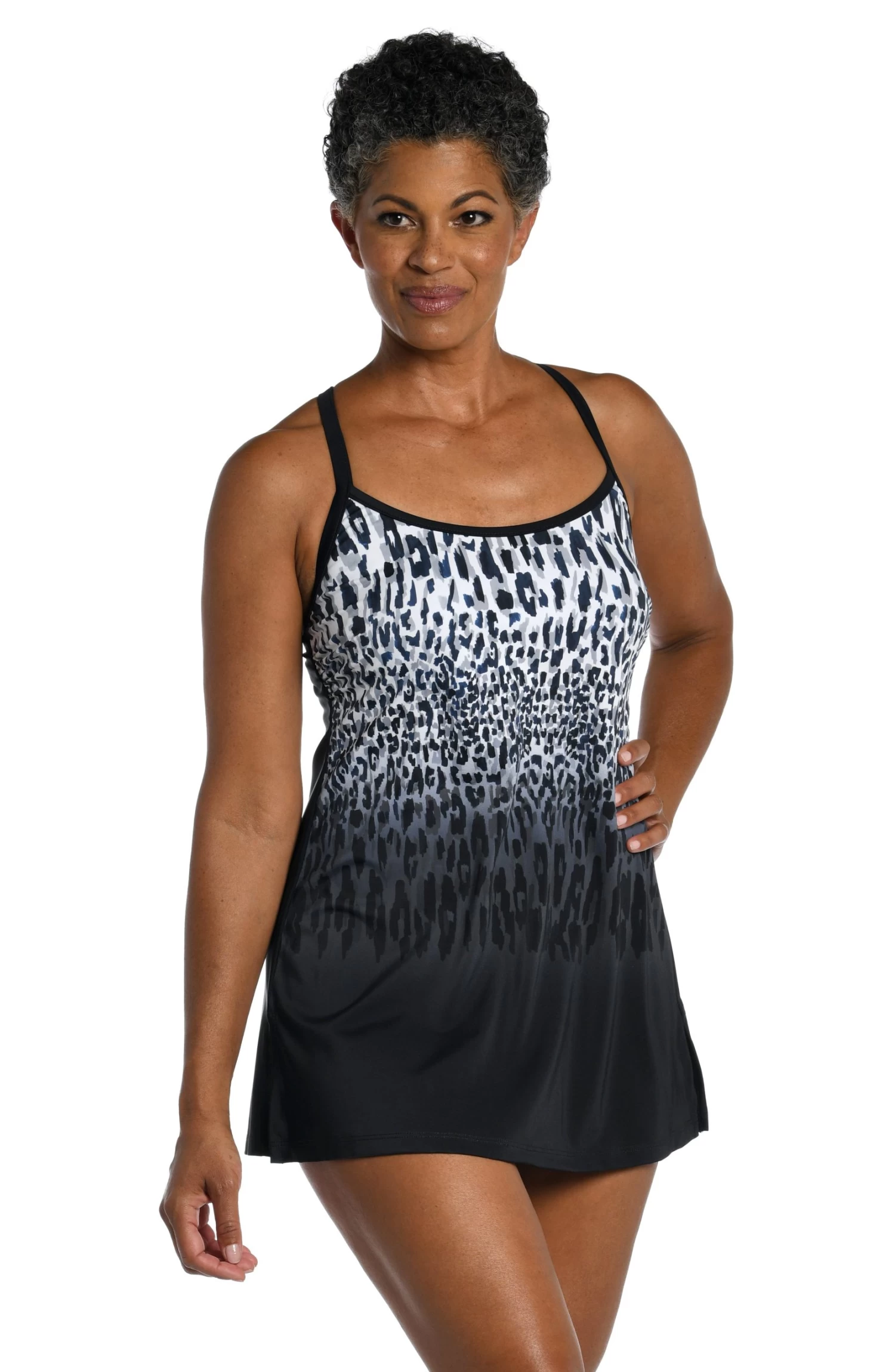 Ombre Animal Scoop Neck Swim Dress One Piece - FINAL SALE 1 Ombre Animal Scoop Neck Swim Dress One Piece - FINAL SALE