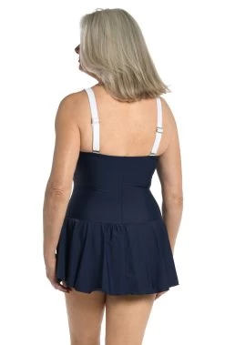 Solid Bandeau Princess Seam Swim Dress One Piece -Best Swimwear Shop MM3C442 IND B 1