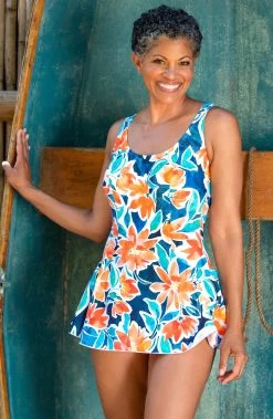 Joyful Blooms Princess Seam Swim Dress One Piece -Best Swimwear Shop MM3CA41 MLT Shot 38 Shot 38 021 Web