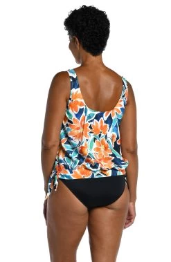Joyful Blooms Banded Scoop Blouson Tankini Top -Best Swimwear Shop MM3CA67 MLT B 1