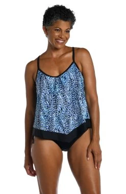 Tidal Wave Flutter Hem Tankini Top