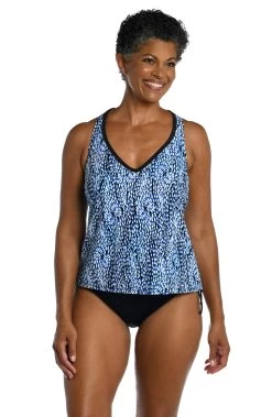 Tidal Wave V-Neck Racer Back Tankini Top