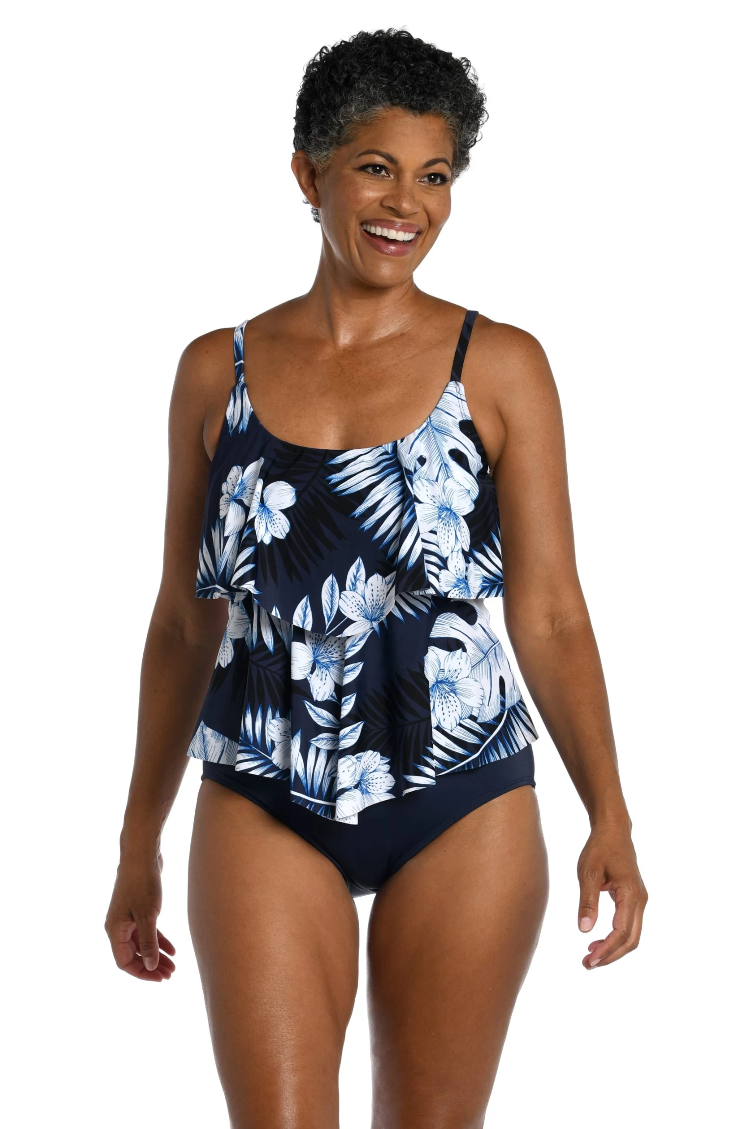 Moonlight Tropics Two Tiered Tankini Top 1 Moonlight Tropics Two Tiered Tankini Top
