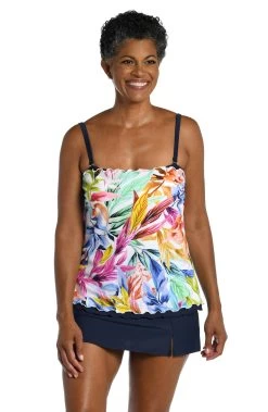 Conga Vines Ruffled Bandeau Tankini Top 5 Conga Vines Ruffled Bandeau Tankini Top -Best Swimwear Shop MM3CD69 MLT F 1