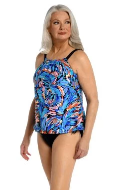 Feathers & Flair High Neck Underwire Tankini Top - FINAL SALE