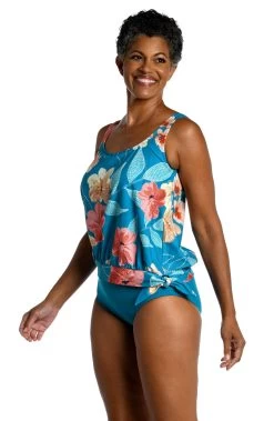 Crafted Botanical Banded Scoop Blouson Tankini Top - FINAL SALE 6 Crafted Botanical Banded Scoop Blouson Tankini Top - FINAL SALE -Best Swimwear Shop MM3CF67 EMR F 2