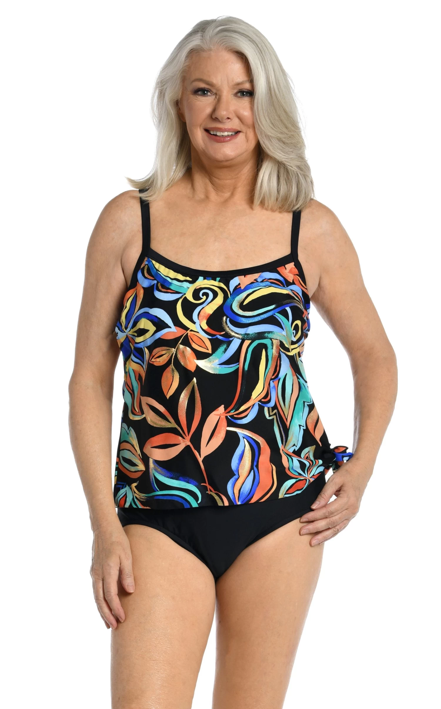 Watercolor Expressions Scoop Neck Faux Tankini One Piece - FINAL SALE 1 Watercolor Expressions Scoop Neck Faux Tankini One Piece - FINAL SALE