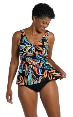 Watercolor Expressions Empire Underwire Tankini Top - FINAL SALE -Best Swimwear Shop MM3CG71 MLT F 2