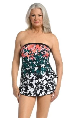 Floating Flowers Bandeau Sarong One Piece -Best Swimwear Shop MM3CJ31 MLT F 2