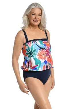 Tropical Abstraction Bandeau Blouson Tankini Top - FINAL SALE