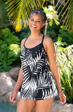 Shadow Palms Scoop Neck Swim Dress One Piece - FINAL SALE -Best Swimwear Shop MM3CT23 BLK Shot 08 Shot 08 019 Web