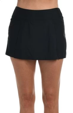 Solid Wide Band Skort Bottom 13 Solid Wide Band Skort Bottom -Best Swimwear Shop MM6NK56BLK F