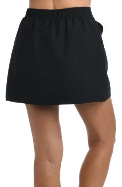 Solid Woven Boardskirt Bottom 16 Solid Woven Boardskirt Bottom -Best Swimwear Shop MM6NL55BLK B1