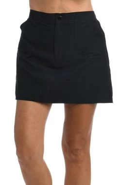 Solid Woven Boardskirt Bottom 15 Solid Woven Boardskirt Bottom -Best Swimwear Shop MM6NL55BLK F1