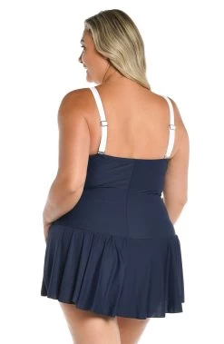 Solid Bandeau Princess Seam Swim Dress One Piece (Plus Size) -Best Swimwear Shop MW3C442 IND B 1