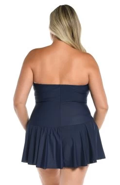 Solid Bandeau Princess Seam Swim Dress One Piece (Plus Size) -Best Swimwear Shop MW3C442 IND B 2