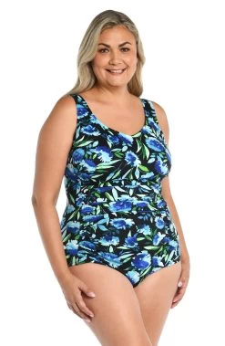 Dandelion Fields Spa Side Shirred One Piece (Plus Size)