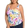 Conga Vines Adjustable Tank Swim Dress One Piece (Plus Size)