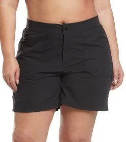 Solid Woven Long Board Short Bottom (Plus Size)