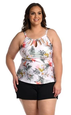 24th & Ocean Tahiti Skies Cutout High Neck Tankini Top -Best Swimwear Shop TF3DA89W MLT F1