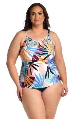 24th & Ocean To The Tropics Cutout High Neck Tankini Top 8 24th & Ocean To The Tropics Cutout High Neck Tankini Top -Best Swimwear Shop TF3DD89W MLT F New