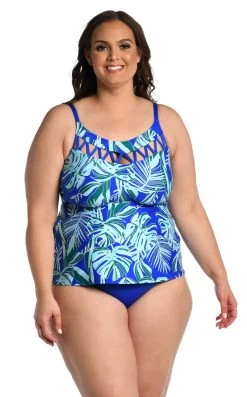 24th & Ocean West Palms Cutout High Neck Tankini Swimsuit Top -Best Swimwear Shop TF3DG71W SAP F1