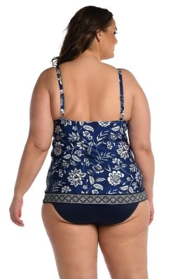 24th & Ocean Bali Batik Underwire High Neck Over The Shoulder Tankini Top 7 24th & Ocean Bali Batik Underwire High Neck Over The Shoulder Tankini Top -Best Swimwear Shop TF3DN75W MID B1