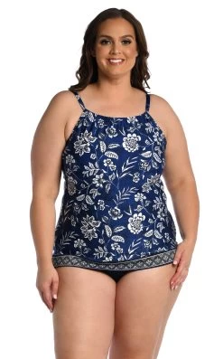 24th & Ocean Bali Batik Underwire High Neck Over The Shoulder Tankini Top 6 24th & Ocean Bali Batik Underwire High Neck Over The Shoulder Tankini Top -Best Swimwear Shop TF3DN75W MID F