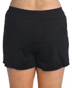 24th & Ocean Solid Front Tie Swim Short Bottom (Plus Size) -Best Swimwear Shop TF9G690W BLK B Large ac1d55a7 afe2 4697 95dd 29037f3bfe39