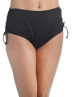 24th & Ocean Solid Mid Waist Side Tie Hipster Bikini Bottom -Best Swimwear Shop TF9G695 BLK F Large 770be6fc 8ba3 4f6c b911 6c7f69b2c54b